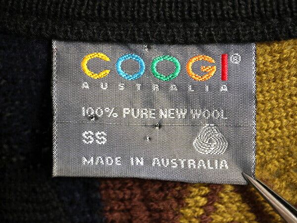 90s オーストラリア製 COOGI 3D 立体編み 100％ ウール ニット カーディガン レディース XS 古着 オールド クージー 総柄 セーター 前開き