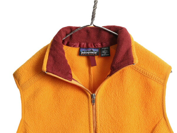 00s USA製 パタゴニア シンチラ フリース ベスト レディース L 古着 Patagonia 00年代 オールド アウトドア ジップアップ 前開き マンゴー