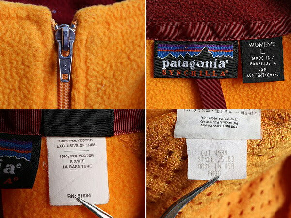 00s USA製 パタゴニア シンチラ フリース ベスト レディース L 古着 Patagonia 00年代 オールド アウトドア ジップアップ 前開き マンゴー