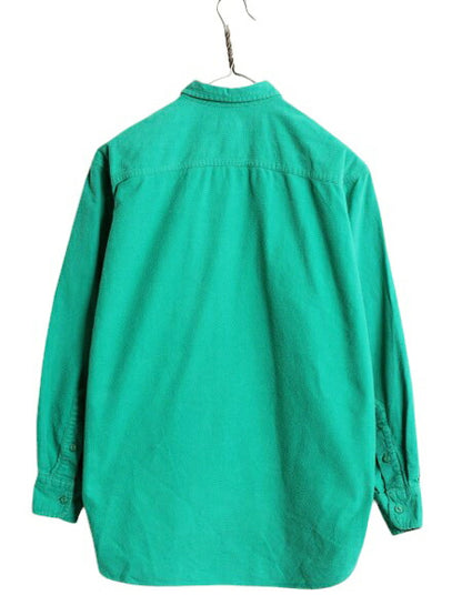 90s ラルフローレン コットン シャモア クロス シャツ レディース L 程/ 古着 90年代 オールド ポロ ネルシャツ 長袖シャツ ポニー無し 緑