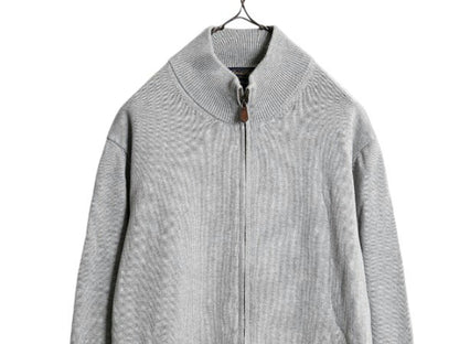 ブルックスブラザーズ フルジップ スーピマ コットン ニット セーター ジャケット メンズ XL Brooks Brothers ハイネック ドライバーズ 灰