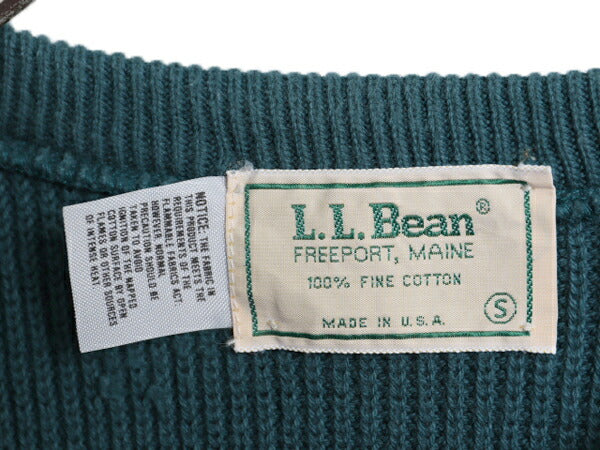 80s USA製 エルエルビーン リブ編み コットン ニット セーター レディース S / ヴィンテージ アウトドア LLBEAN クルーネック チャンキー