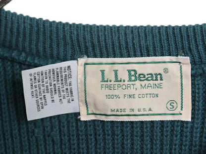 80s USA製 エルエルビーン リブ編み コットン ニット セーター レディース S / ヴィンテージ アウトドア LLBEAN クルーネック チャンキー