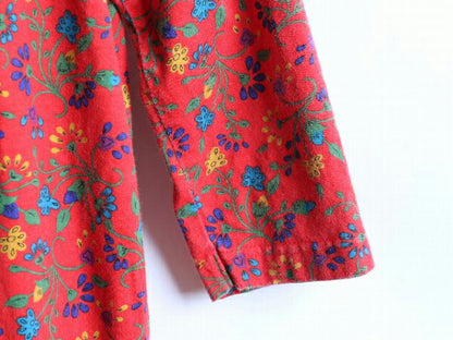 キッズ ☆ 90s GAP オールド ギャップ 花柄 コットン 長袖 チュニック ワンピース ( 子供 L ) 古着 90年代 トップス ワンピ シャツ 赤