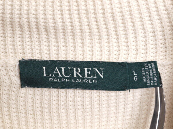 LAUREN ラルフローレン サーマル ハイネック 長袖 Tシャツ レディース L 古着 ポロ ワッフル カットソー スウェット コットン プルオーバー