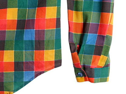 デッドストック 70s JC Penney チェック 長袖 シャツ レディース L 程 新品 70年代 ヴィンテージ JCペニー レーヨン ブラウス マルチカラー