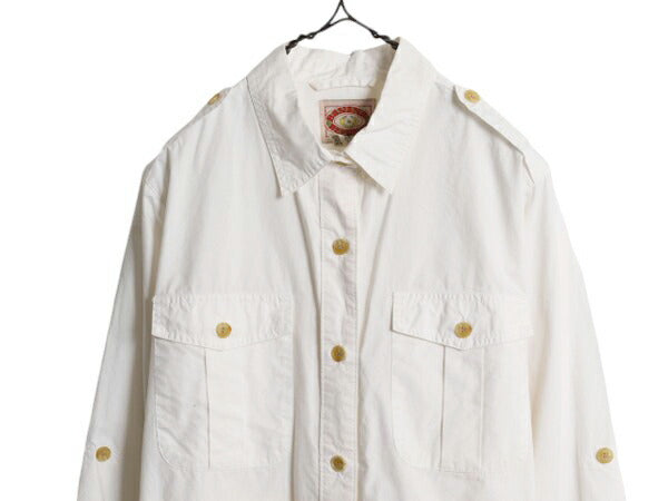 80s バナナリパブリック サファリ シャツ ハーフ コート レディース M ヴィンテージ BANANA REPUBLIC 旧タグ ブッシュ ジャケット コットン