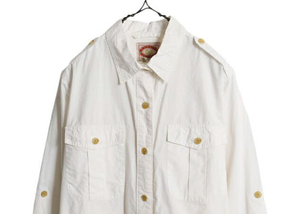 80s バナナリパブリック サファリ シャツ ハーフ コート レディース M ヴィンテージ BANANA REPUBLIC 旧タグ ブッシュ ジャケット コットン
