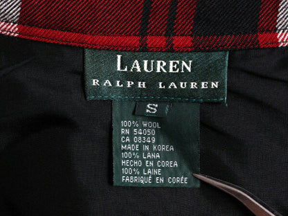 90s LAUREN ラルフローレン ウール シャツ ジャケット レディース S オールド チェック フルジップ ポケット付き 薄手 ボックス ブルゾン