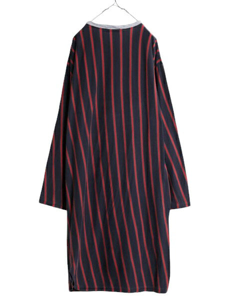90s ポロ ラルフローレン ヘンリーネック ロング丈 長袖 Tシャツ メンズ XL / オールド グランパ ロンT コットン ストライプ 大きいサイズ