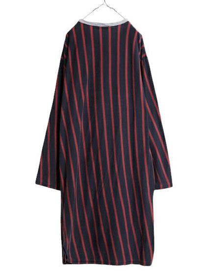 90s ポロ ラルフローレン ヘンリーネック ロング丈 長袖 Tシャツ メンズ XL / オールド グランパ ロンT コットン ストライプ 大きいサイズ