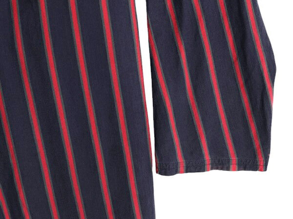90s ポロ ラルフローレン ヘンリーネック ロング丈 長袖 Tシャツ メンズ XL / オールド グランパ ロンT コットン ストライプ 大きいサイズ
