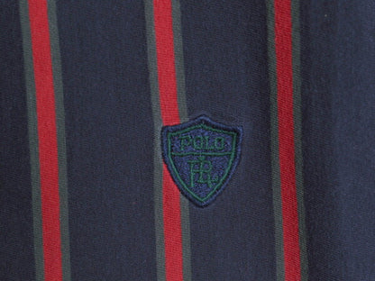 90s ポロ ラルフローレン ヘンリーネック ロング丈 長袖 Tシャツ メンズ XL / オールド グランパ ロンT コットン ストライプ 大きいサイズ