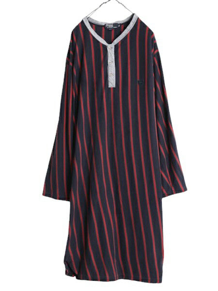 90s ポロ ラルフローレン ヘンリーネック ロング丈 長袖 Tシャツ メンズ XL / オールド グランパ ロンT コットン ストライプ 大きいサイズ