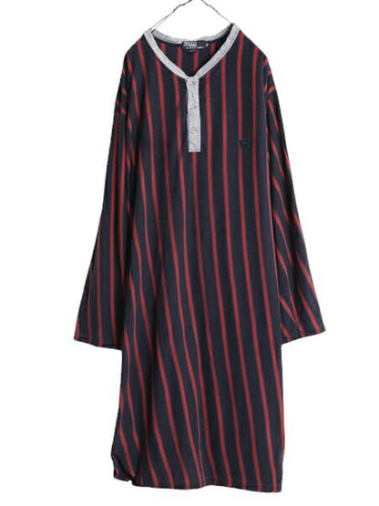 90s ポロ ラルフローレン ヘンリーネック ロング丈 長袖 Tシャツ メンズ XL / オールド グランパ ロンT コットン ストライプ 大きいサイズ