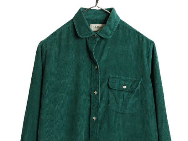 80s エルエルビーン 細畝 コーデュロイ 長袖 シャツ ワンピース レディース M 程 80年代 ヴィンテージ マキシ丈 ロング ワンピ LLBean 無地