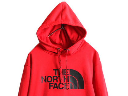 ノースフェイス プリント フード パーカー メンズ M 古着 The North Face アウトドア ジャージ 素材 裏 フリース ストレッチ プルオーバー