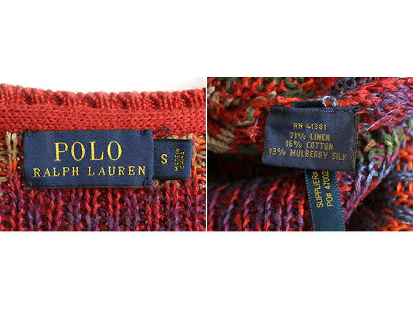 ポロ ラルフローレン ネイティブ柄 ニット ワンピース レディース S / 古着 POLO コットン リネン シルク ひざ上丈 チュニック 総柄 ワンピ