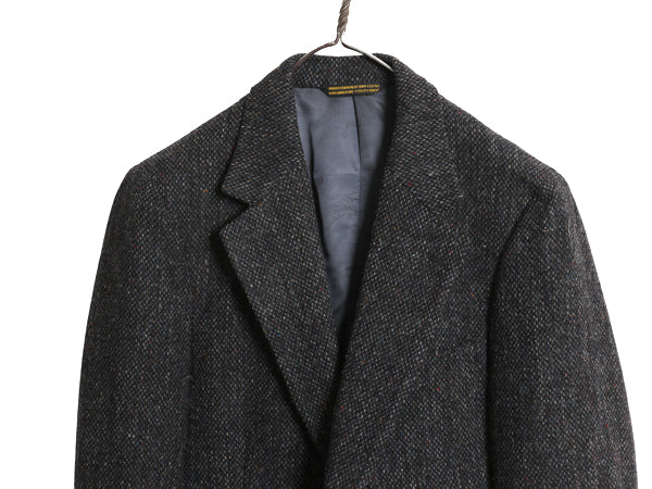 80s USA製 ハリスツイード テーラード ジャケット メンズ S 程/ ヴィンテージ ブレザー ウール ツイード トラッド シンプル マルチカラー