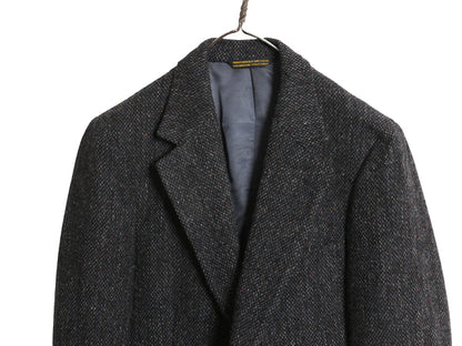 80s USA製 ハリスツイード テーラード ジャケット メンズ S 程/ ヴィンテージ ブレザー ウール ツイード トラッド シンプル マルチカラー