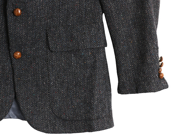 80s USA製 ハリスツイード テーラード ジャケット メンズ S 程/ ヴィンテージ ブレザー ウール ツイード トラッド シンプル マルチカラー