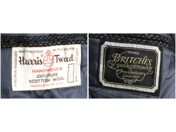 80s USA製 ハリスツイード テーラード ジャケット メンズ S 程/ ヴィンテージ ブレザー ウール ツイード トラッド シンプル マルチカラー