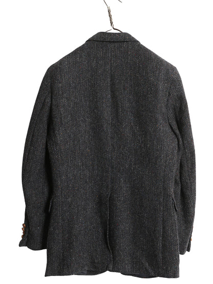 80s USA製 ハリスツイード テーラード ジャケット メンズ S 程/ ヴィンテージ ブレザー ウール ツイード トラッド シンプル マルチカラー