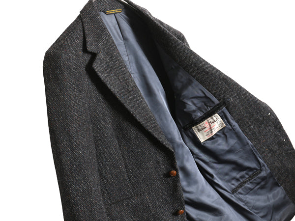 80s USA製 ハリスツイード テーラード ジャケット メンズ S 程/ ヴィンテージ ブレザー ウール ツイード トラッド シンプル マルチカラー