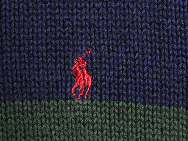 90s ポロ ラルフローレン ボーダー ニット セーター キッズ L レディース S 程/ オールド コットン ワンポイント ポニー 刺繍 マルチカラー
