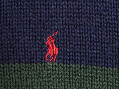 90s ポロ ラルフローレン ボーダー ニット セーター キッズ L レディース S 程/ オールド コットン ワンポイント ポニー 刺繍 マルチカラー