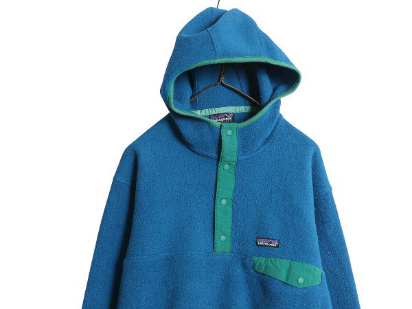 パタゴニア ライトウェイト シンチラ スナップT フーディ メンズ L 12年製 フリース パーカー プルオーバー ジャケット ハイネック ブルー