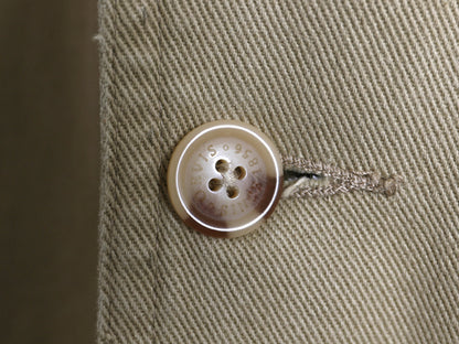 90s オービス コットン ハンティング ジャケット メンズ L オールド アウトドア テーラード ブレザー 本革 レザー エルボーパッチ ベージュ