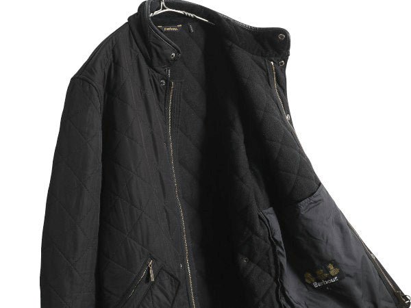 バブアー パウエル キルト ジャケット メンズ M / 中綿 ナイロン キルティング ハーフ コート フリース ライナー ジャンパー 3ワラント 黒