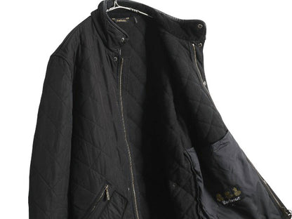 バブアー パウエル キルト ジャケット メンズ M / 中綿 ナイロン キルティング ハーフ コート フリース ライナー ジャンパー 3ワラント 黒