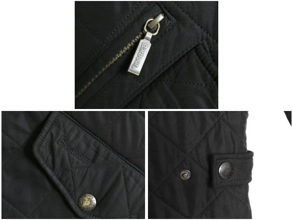 バブアー パウエル キルト ジャケット メンズ M / 中綿 ナイロン キルティング ハーフ コート フリース ライナー ジャンパー 3ワラント 黒