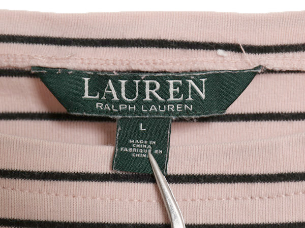 ローレン ラルフローレン ボートネック ボーダー 5分袖 Tシャツ レディース L ポロ ストレッチ コットン カットソー ワンポイント ボックス
