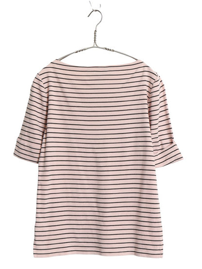 ローレン ラルフローレン ボートネック ボーダー 5分袖 Tシャツ レディース L ポロ ストレッチ コットン カットソー ワンポイント ボックス