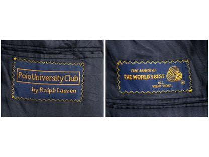 90s USA製 POLO UNIVERSITY CLUB ラルフローレン テーラード ジャケット メンズ XL 程/ オールド 紺ブレ フラノ ウール ブレザー 金ボタン