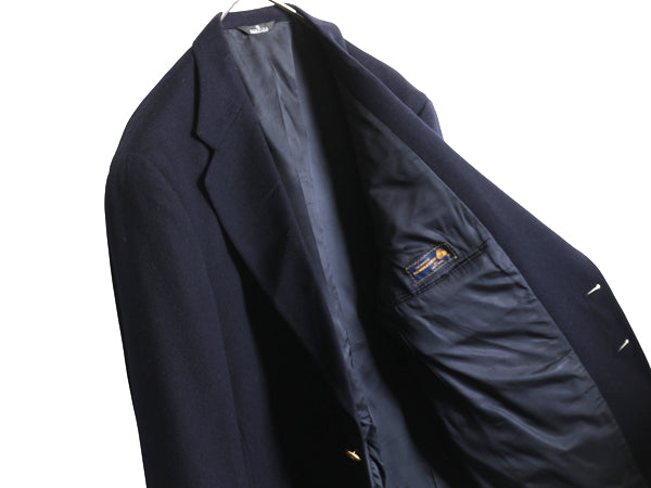 90s USA製 POLO UNIVERSITY CLUB ラルフローレン テーラード ジャケット メンズ XL 程/ オールド 紺ブレ フラノ ウール ブレザー 金ボタン