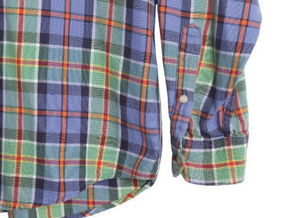 90s ジェイクルー 長袖 ボタンダウン フランネル シャツ メンズ M オールド 旧タグ チェック 長袖シャツ コットン ネルシャツ マルチカラー