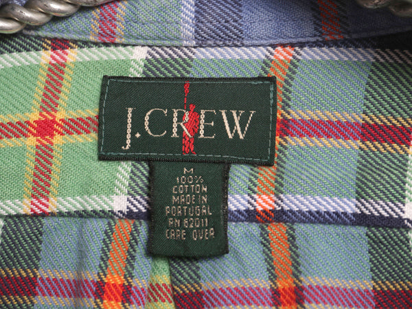 90s ジェイクルー 長袖 ボタンダウン フランネル シャツ メンズ M オールド 旧タグ チェック 長袖シャツ コットン ネルシャツ マルチカラー