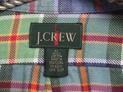 90s ジェイクルー 長袖 ボタンダウン フランネル シャツ メンズ M オールド 旧タグ チェック 長袖シャツ コットン ネルシャツ マルチカラー