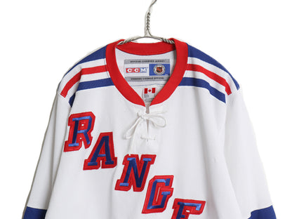 90s 00S レンジャーズ メッシュ ホッケー ジャージ メンズ S オールド NHL オフィシャル アイスホッケー ユニフォーム ゲームシャツ ロンT
