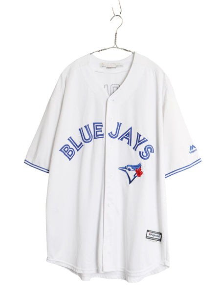 ブルージェイズ ベースボール シャツ メンズ XL MLB オフィシャル マジェスティック 大リーグ ユニフォーム ゲームシャツ 大きいサイズ 白