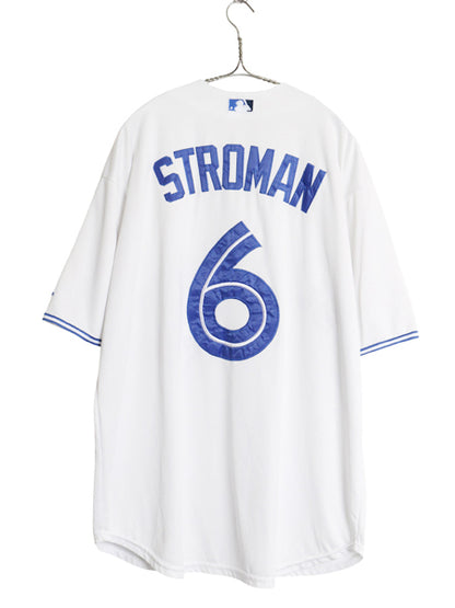 ブルージェイズ ベースボール シャツ メンズ XL MLB オフィシャル マジェスティック 大リーグ ユニフォーム ゲームシャツ 大きいサイズ 白