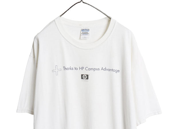 00s ヒューレットパッカード 企業 両面 プリント Tシャツ メンズ XL オールド 当時物 テック イラスト ヘビーウェイト 白 大きいサイズ 白T