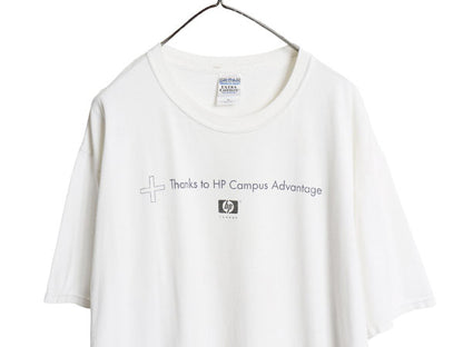 00s ヒューレットパッカード 企業 両面 プリント Tシャツ メンズ XL オールド 当時物 テック イラスト ヘビーウェイト 白 大きいサイズ 白T