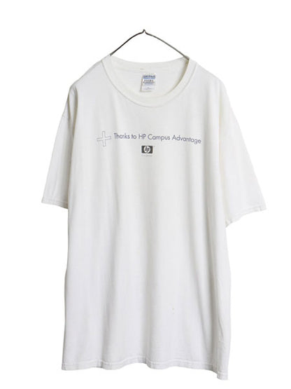 00s ヒューレットパッカード 企業 両面 プリント Tシャツ メンズ XL オールド 当時物 テック イラスト ヘビーウェイト 白 大きいサイズ 白T
