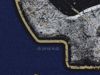 ハーレー ダビッドソン 両面 プリント フルジップ スウェット フード パーカー メンズ L / トレーナー バイク 裏起毛  スカル イラスト 青