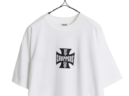 デッドストック 90s ★ WEST COAST CHOPPERS アイアンクロス ロゴ プリント Tシャツ メンズ L / オールド 初期 バイク チョッパー anvil 白